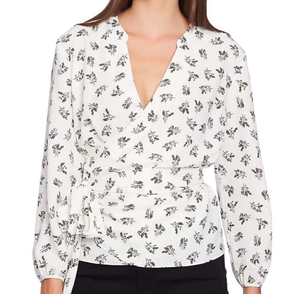 1. State Women’s Floral Long Sleeve Wrap Blouse - Picture 1 of 9